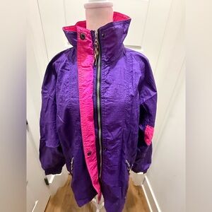 Vintage Helly Hansen Windbreaker. Purple & Neon Pink. Size Large.